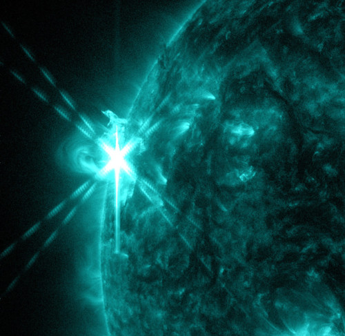 NASA's Solar Dynamics Observatory captured this image of an M5.7-class flare on May 3, 2013, at 1:30 p.m. EDT