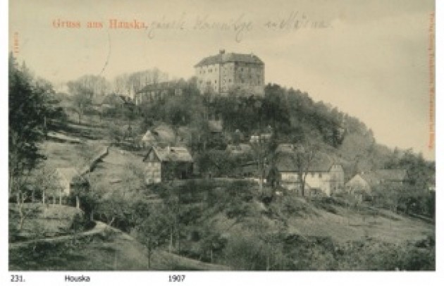 An early picture of the strange Houska Castle